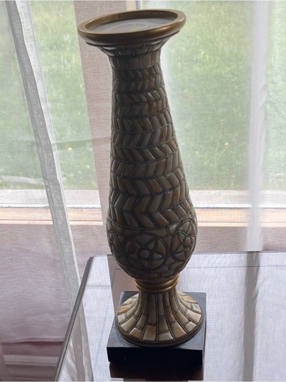 Vintage Austin kinder candle holder  in stone and wood